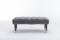 Tufted Bench Modern Velvet Button Upholstered Ottoman Enches Bedroom Rectangle Fabric Footstool With Metal Legs For Living Room Entryway,Grey Gray Foam Fabric