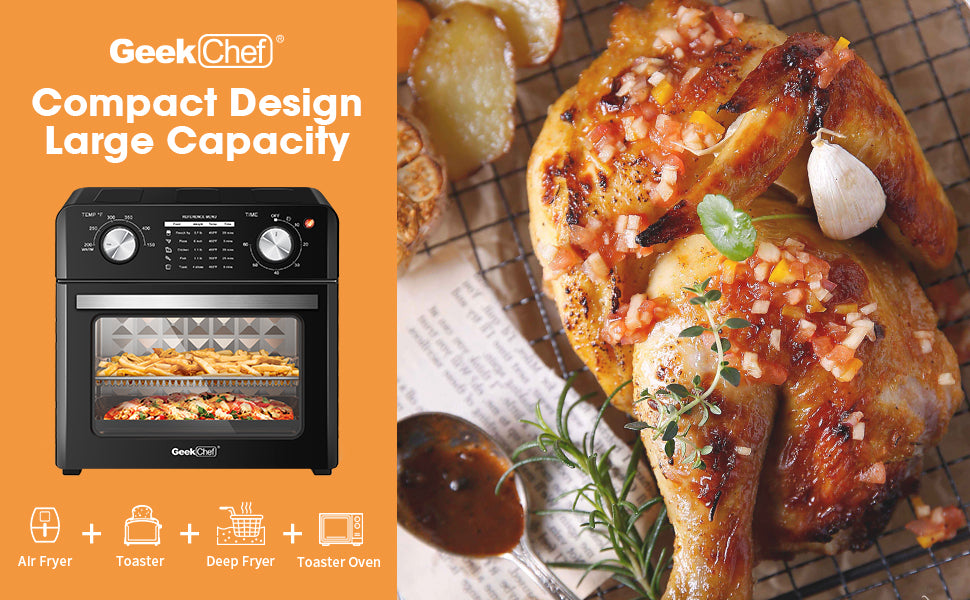Geek Chef Air Fryer 10QT, Countertop Toaster Oven, 4 black-metal