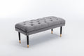 Tufted Bench Modern Velvet Button Upholstered Ottoman Enches Bedroom Rectangle Fabric Footstool With Metal Legs For Living Room Entryway,Grey Gray Foam Fabric