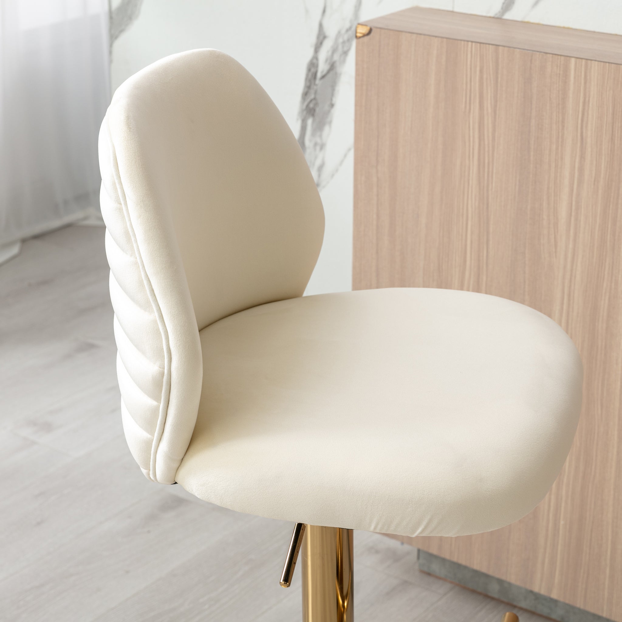 Swivel Bar Stools Chair Set of 2 Modern Adjustable cream-foam-fabric