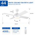 44 In Intergrated Led Ceiling Fan Lighting With White Abs Blade White Plywood