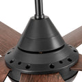 48 In Intergrated Led Ceiling Fan Lighting With Brown Wood Grain Abs Blade Matte Black Abs