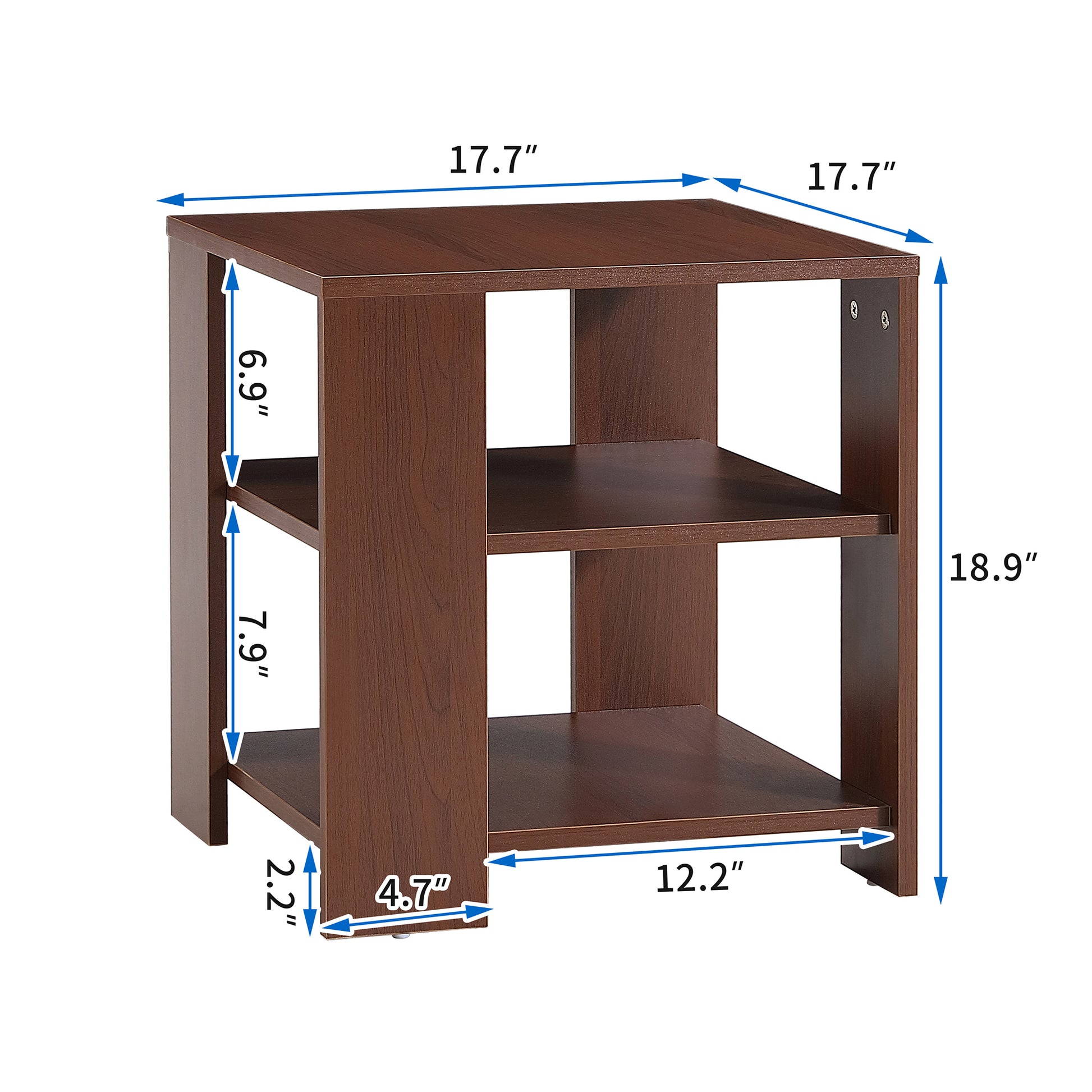 Square Side Table,Simple Style Design,3 Tier End Table,Wood Living Room Nightstand,Bedroom,Easy Assembly,1 Pack, Classic Brown Brown Mdf