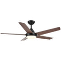 48 In Intergrated Led Ceiling Fan Lighting With Brown Wood Grain Abs Blade Matte Black Abs