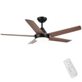 48 In Intergrated Led Ceiling Fan Lighting With Brown Wood Grain Abs Blade Matte Black Abs