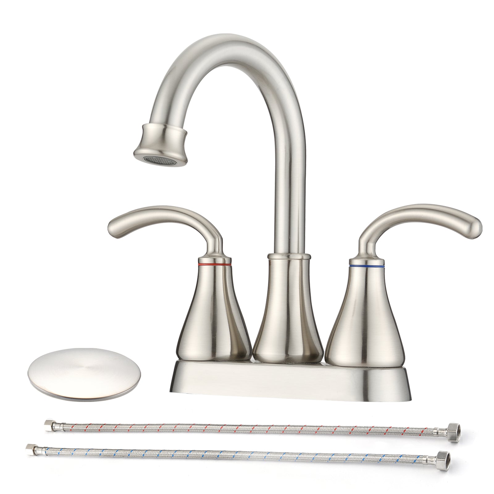 2 Handle Bathroom Sink Faucet With Pop Up Drain Brushed Nickel Brushed Nickel Zinc