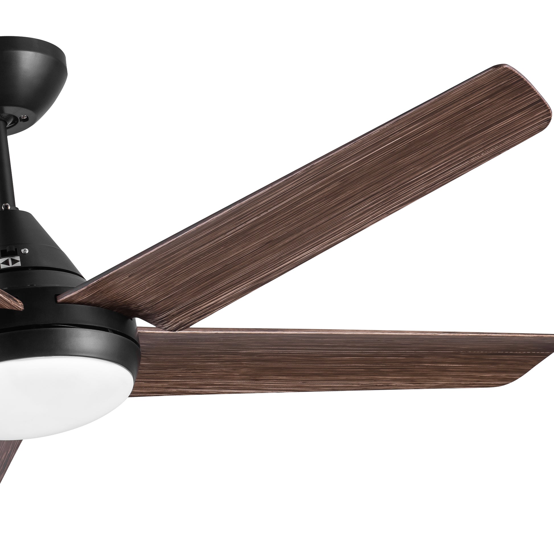 48 In Intergrated Led Ceiling Fan Lighting With Brown Wood Grain Abs Blade Matte Black Abs