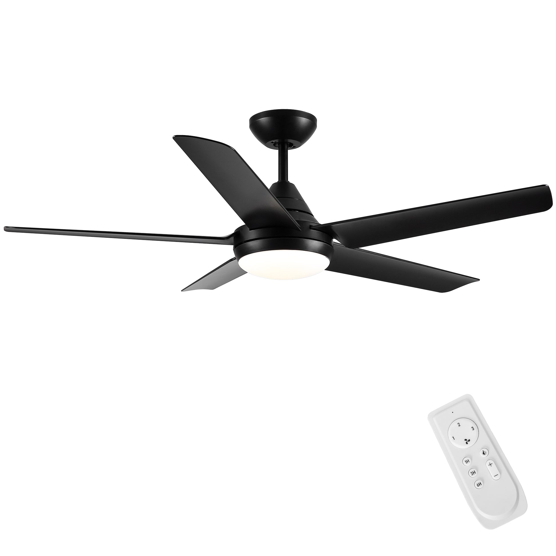 48" Yuhao Modern Contemporary Led Ceiling Fan With Remote Control Black Abs