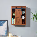 Wood wall mounted storage cabinet, 5 layer toilet espresso-mdf