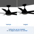 48 In Intergrated Led Ceiling Fan Lighting With Brown Wood Grain Abs Blade Matte Black Abs