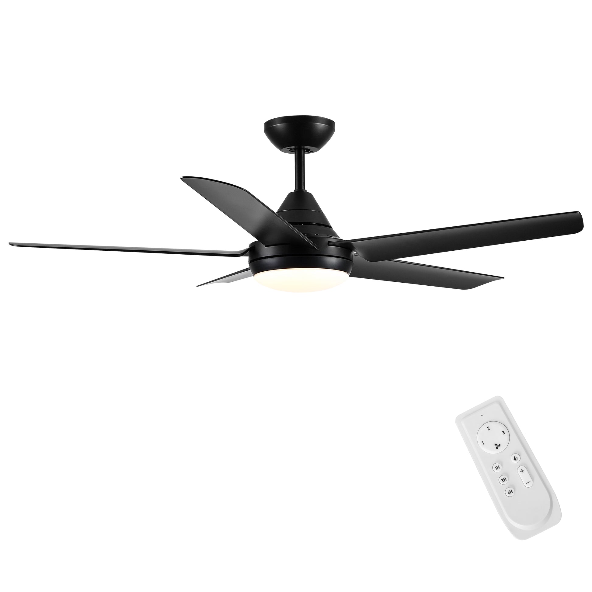 48" Yuhao Modern Contemporary Led Ceiling Fan With Remote Control Black Abs