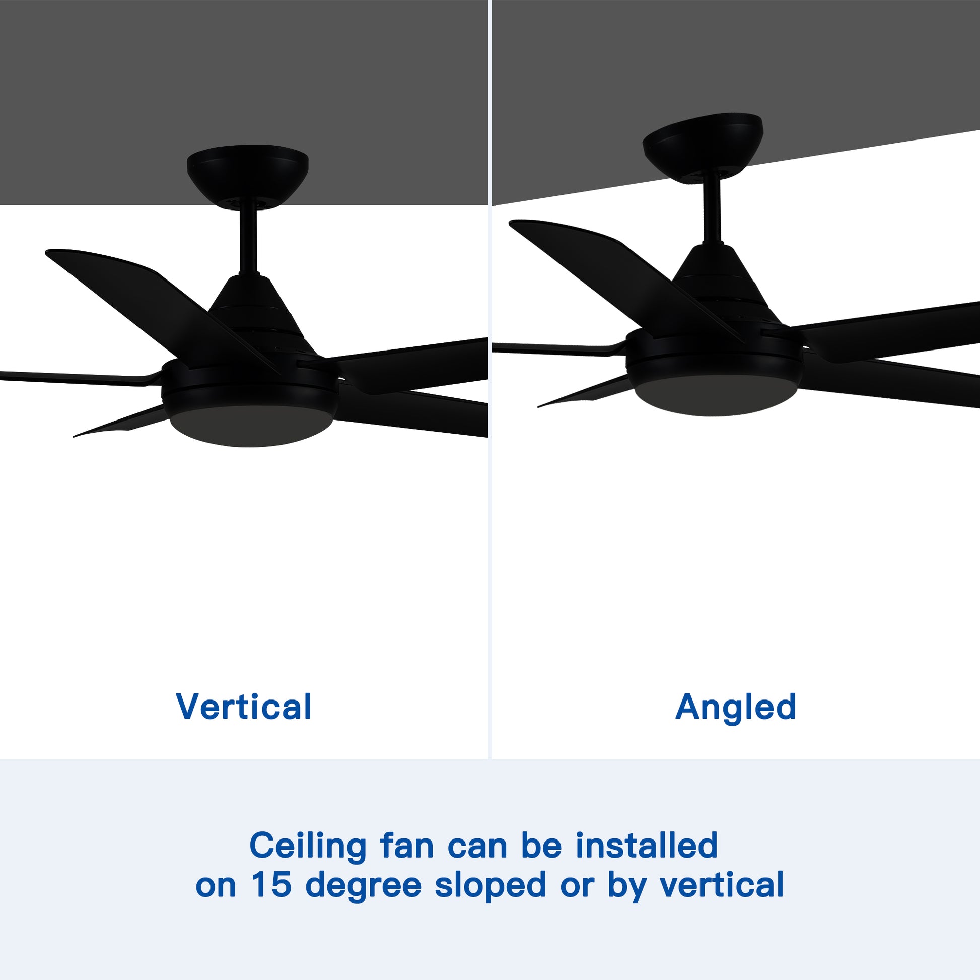 48" Yuhao Modern Contemporary Led Ceiling Fan With Remote Control Black Abs