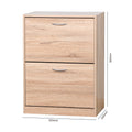 Wooden Shoe Cabinet For Entryway, White Shoe Storage Cabinet With 2 Flip Doors 20.94X9.45X43.11 Inch Natural Particle Board