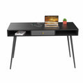 Mid Century Desk With Usb Ports And Power Outlet, Modern Writing Study Desk With Drawers, Multifunctional Home Office Computer Desk Black Black Mdf