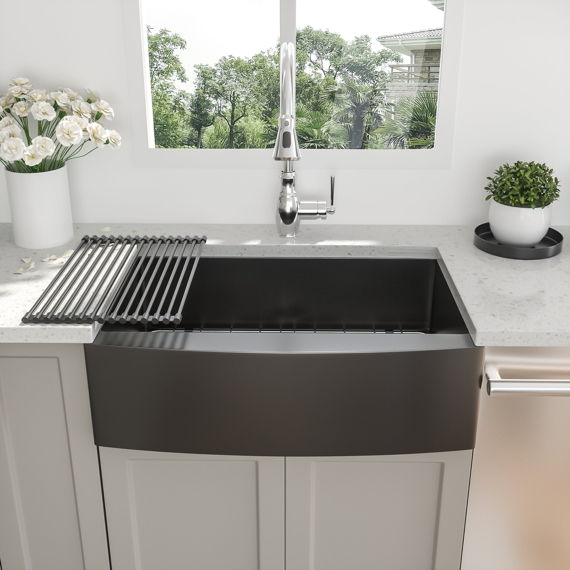 30 Black Farmhouse Sink 30X21X10 Stainless Steel Apron Front Kitchen Sink Gunmetal Black 16 Gauge 10 Inch Deep Single Bowl Gunmetal Black Stainless Steel