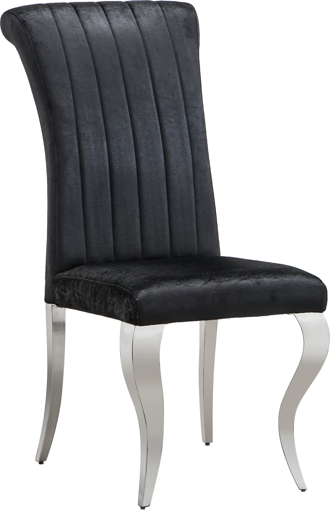 Modern Velvet Dining Chairs Set Of 2, Upholstered Accent Armless Chairs With Stripe Backrest Black And Silver Velvet