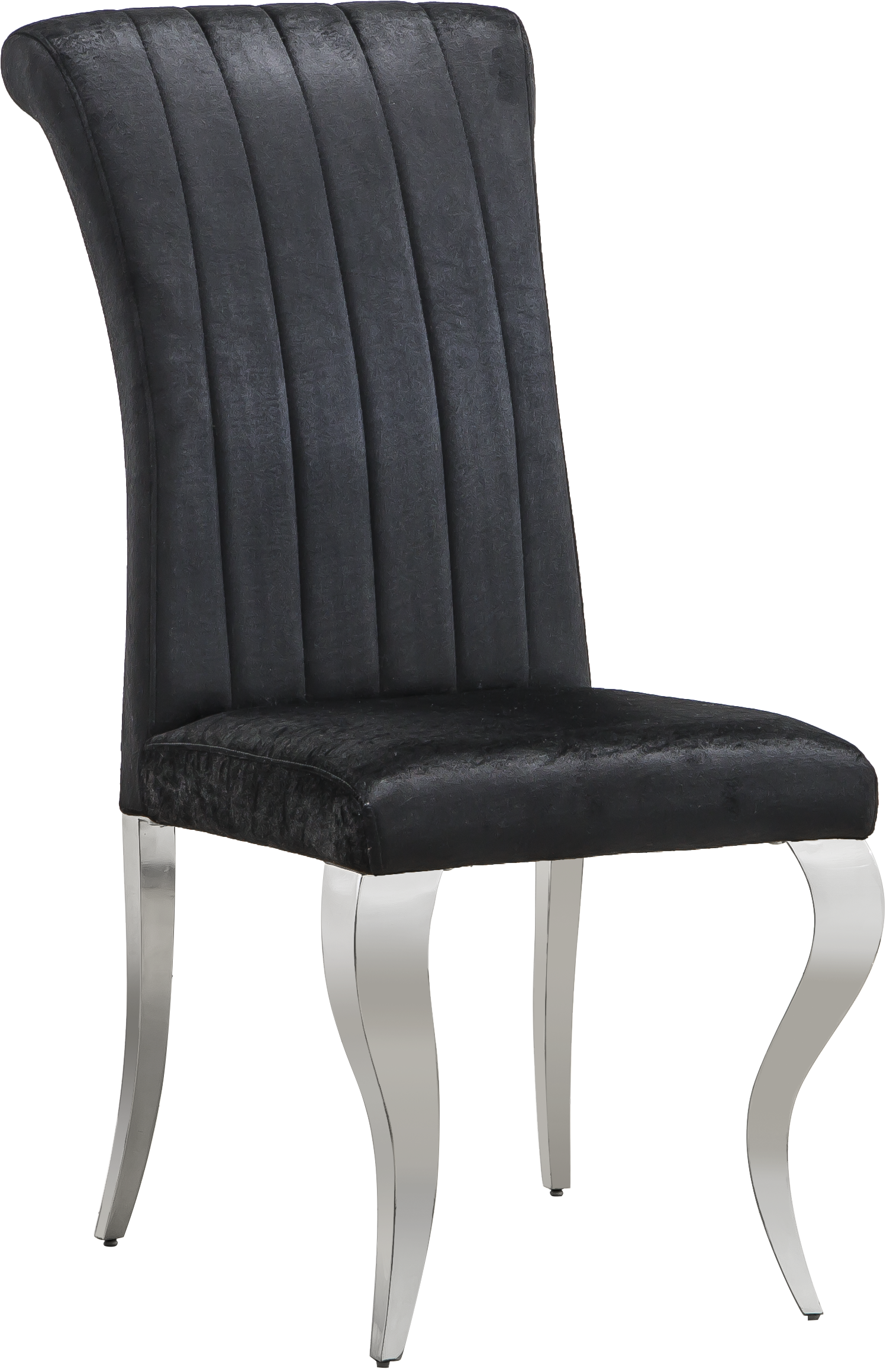 Modern Velvet Dining Chairs Set Of 2, Upholstered Accent Armless Chairs With Stripe Backrest Black And Silver Velvet