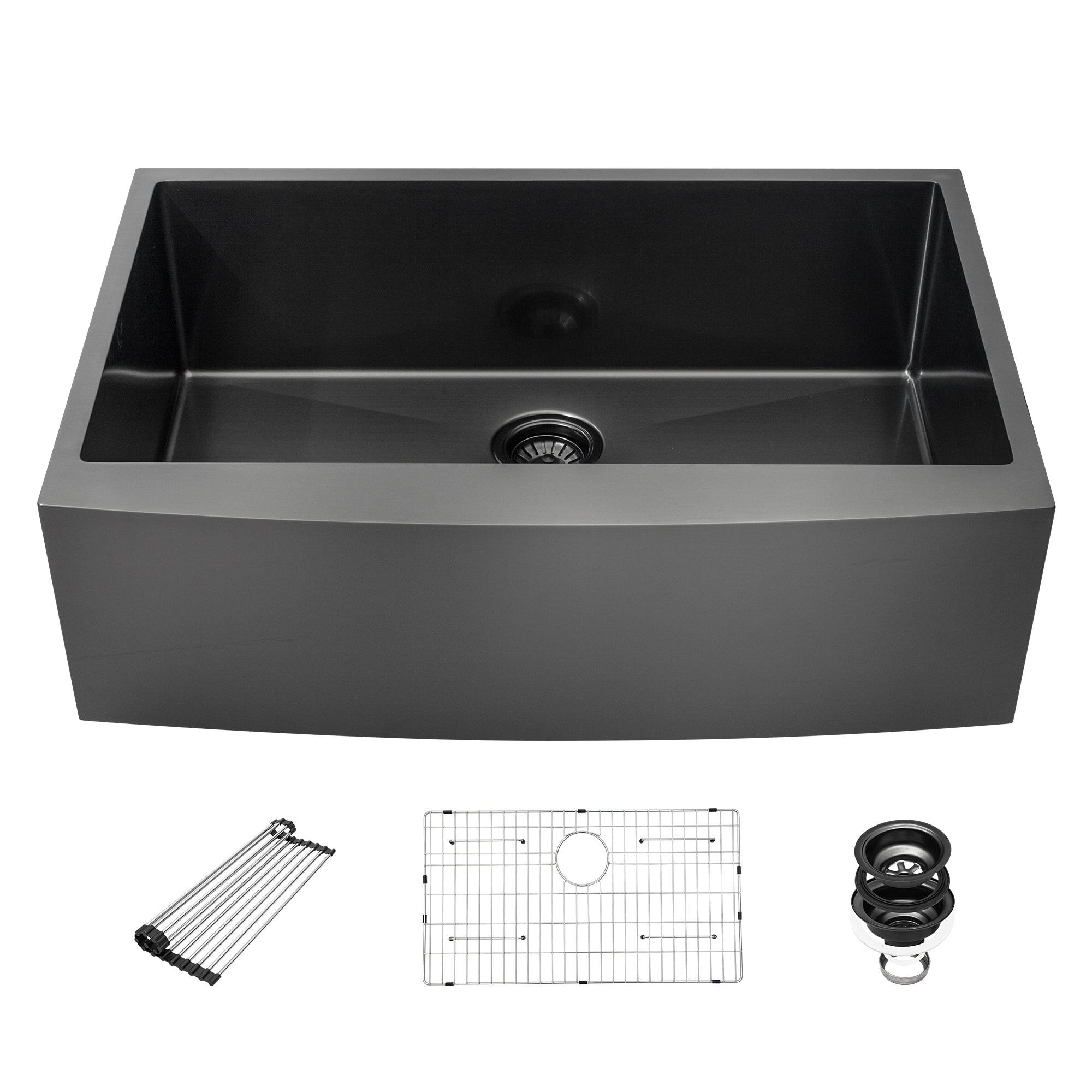 30 Black Farmhouse Sink 30X21X10 Stainless Steel Apron Front Kitchen Sink Gunmetal Black 16 Gauge 10 Inch Deep Single Bowl Gunmetal Black Stainless Steel