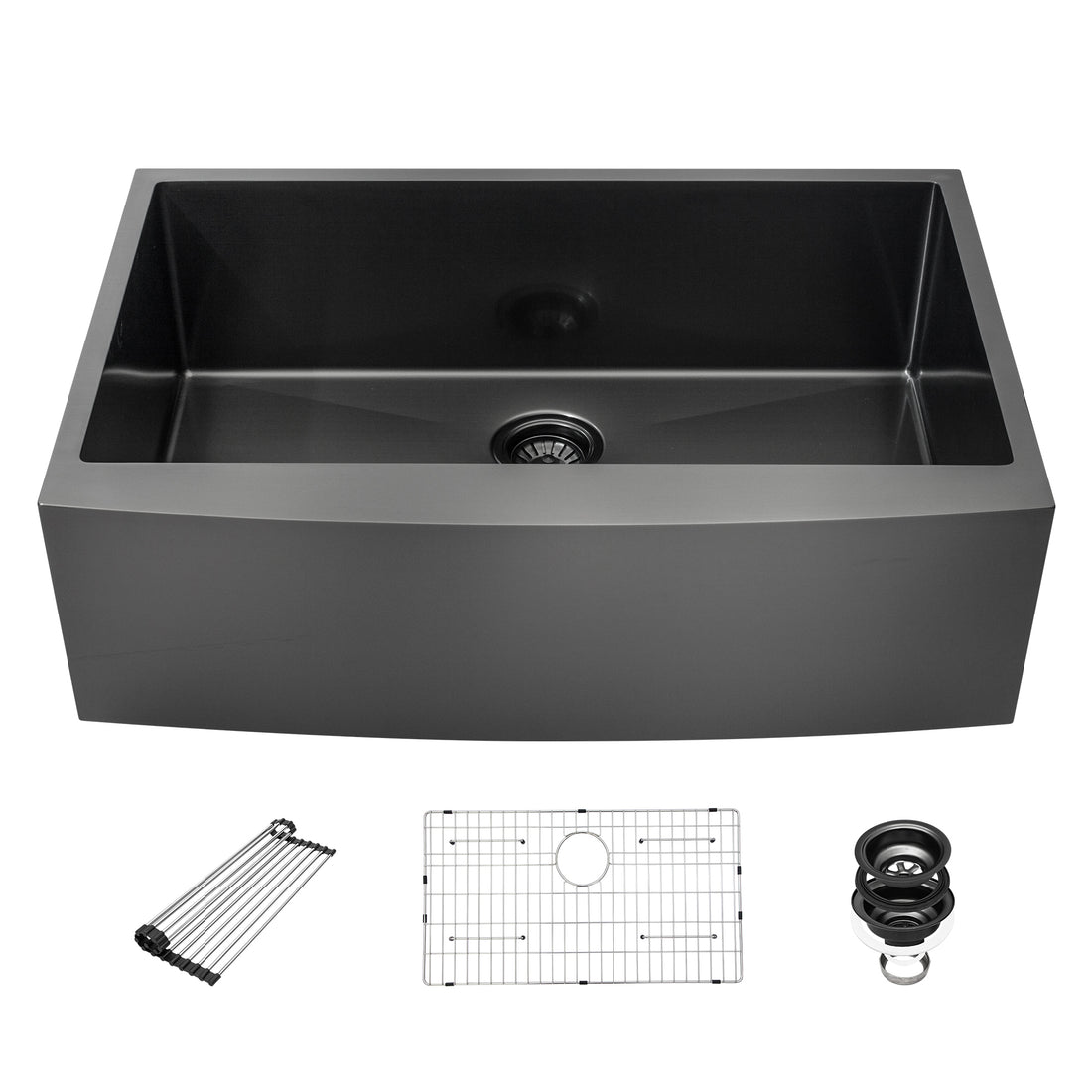 30 Black Farmhouse Sink 30X21X10 Stainless Steel Apron Front Kitchen Sink Gunmetal Black 16 Gauge 10 Inch Deep Single Bowl Gunmetal Black Stainless Steel