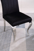 Modern Velvet Dining Chairs Set Of 2, Upholstered Accent Armless Chairs With Stripe Backrest Black And Silver Velvet