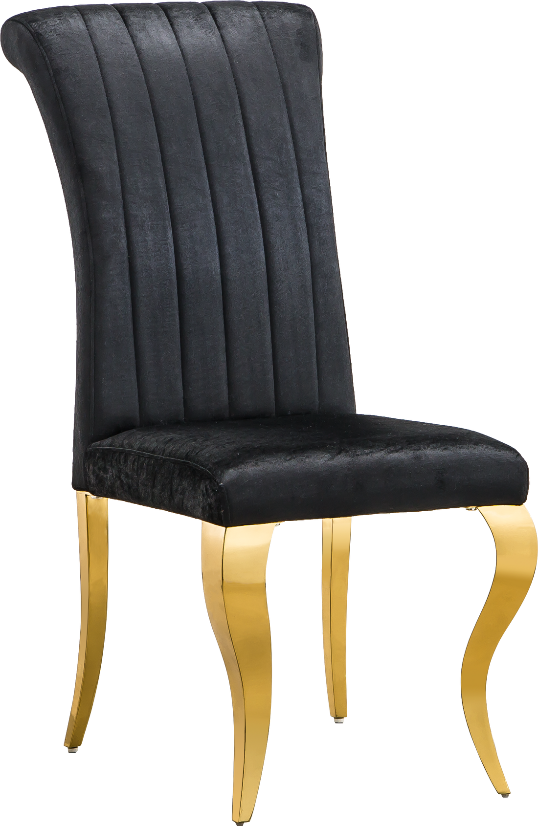 Modern Velvet Dining Chairs Set Of 2, Upholstered Accent Armless Chairs With Stripe Backrest Black Velvet