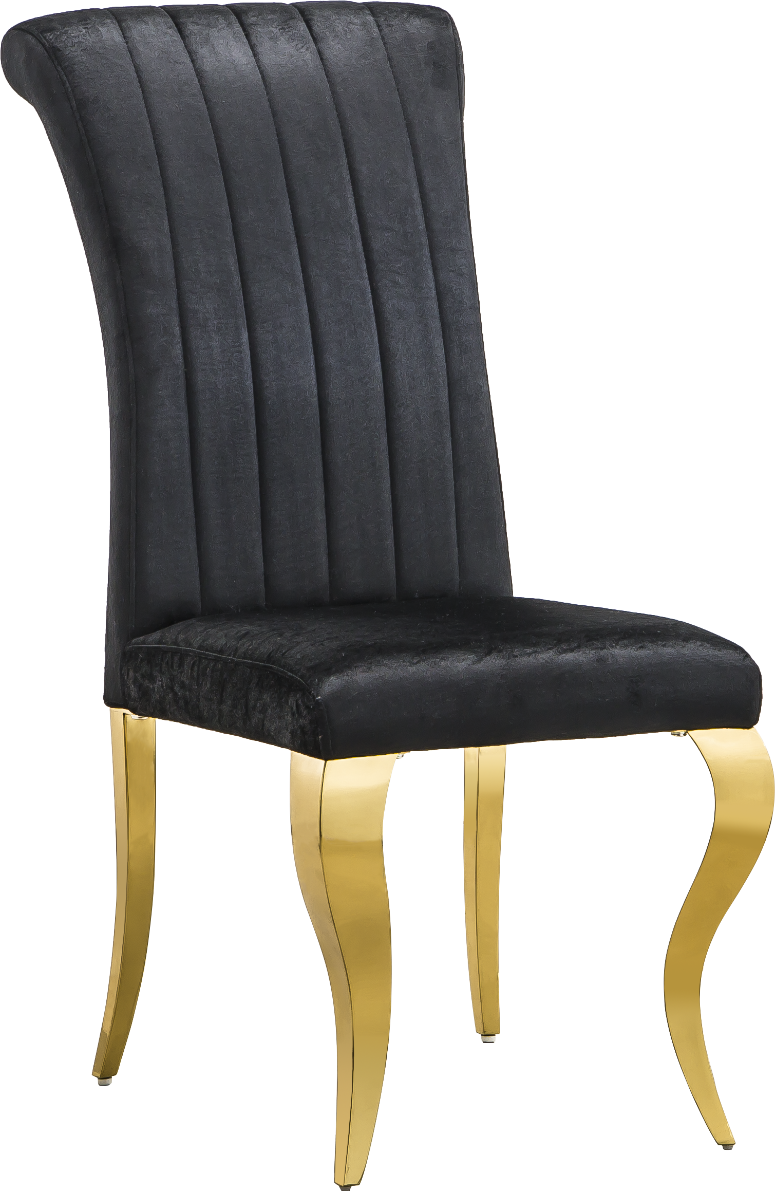 Modern Velvet Dining Chairs Set Of 2, Upholstered Accent Armless Chairs With Stripe Backrest Black Velvet