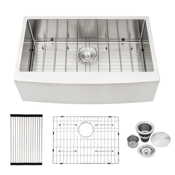 30 Inch Farmhouse Kitchen Sink 30"X21"X10" Stainless Steel Apron Front Farmhouse Sink 10 Inch Deep 16 Gauge Single Bowl Kitchen Sink Basin Brushed Nickel Stainless Steel