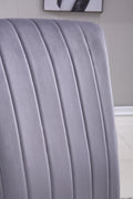 Modern Velvet Dining Chairs Set Of 2, Upholstered Accent Armless Chairs With Stripe Backrest Grey Velvet