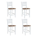 Farmhouse Wood Counter Height Dining Chair Set For Small Places, Set Of 4, Walnut White White Walnut Solid Wood