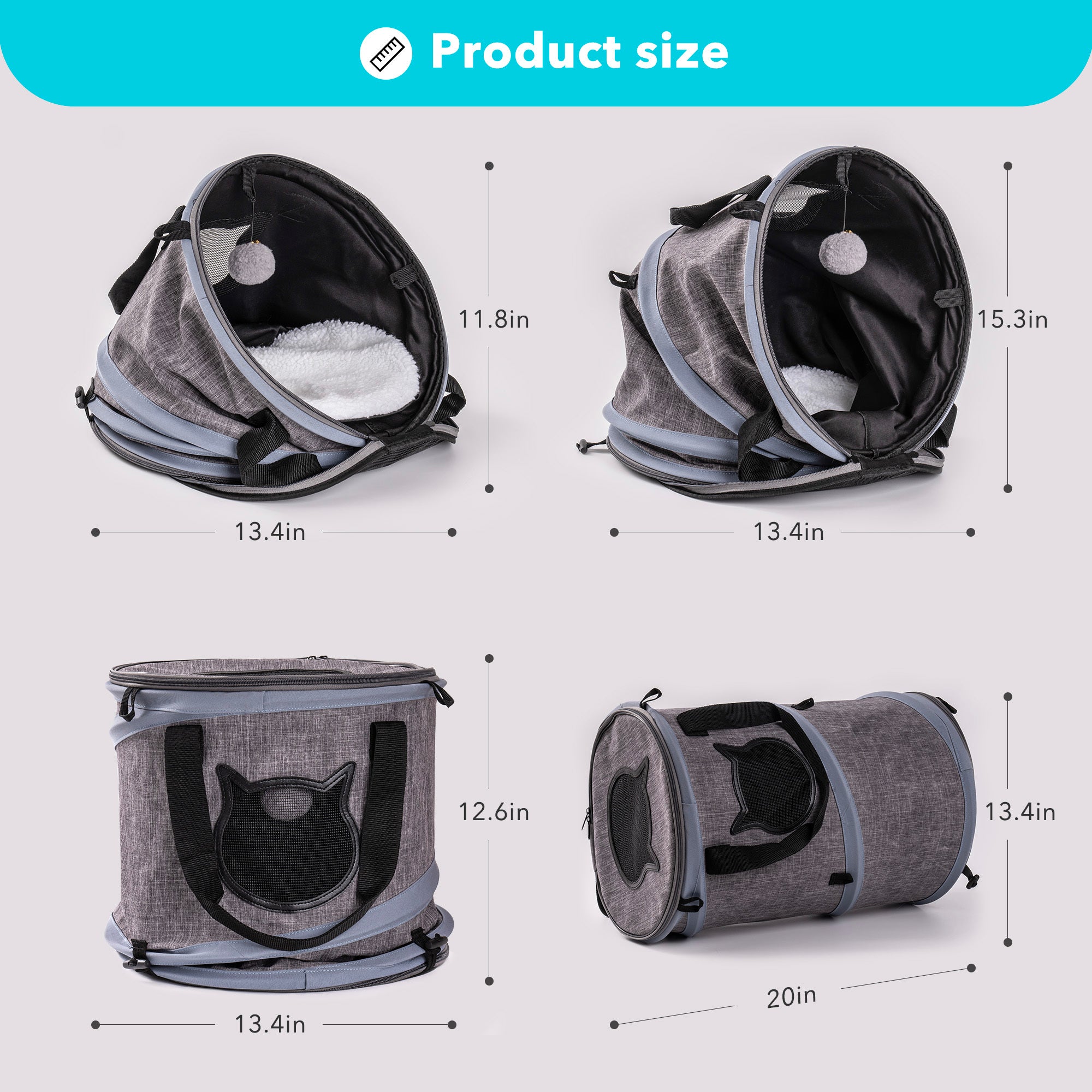 3 in 1 Cat Bed, Foldable Tunnel Pet Travel