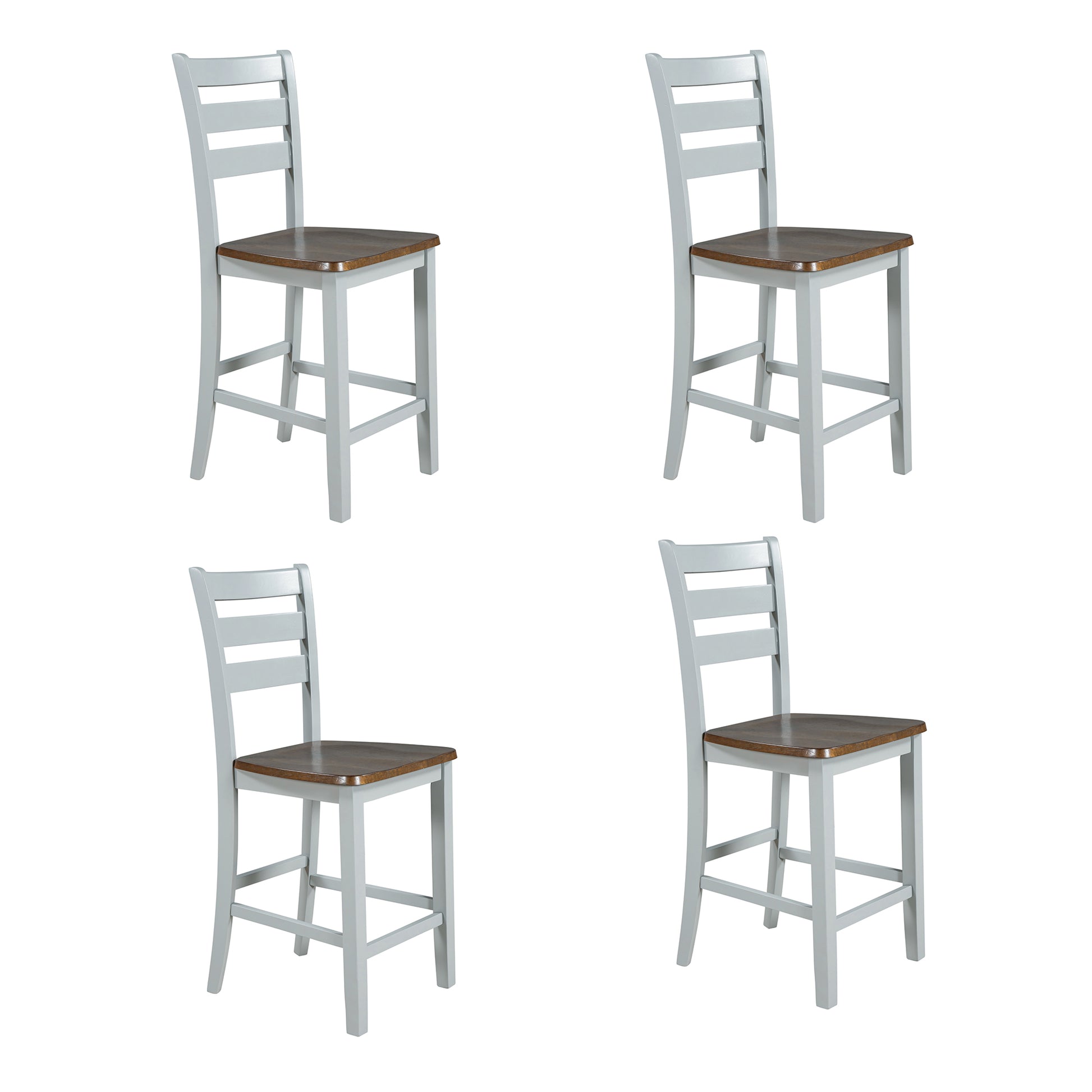 Farmhouse Wood Counter Height Dining Chair Set For Small Places, Set Of 4, Cherry Gray Cherry Solid Wood