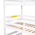 Twin Size Triple Bunk Bed With Storage Staircase,Separate Design,White White Pine
