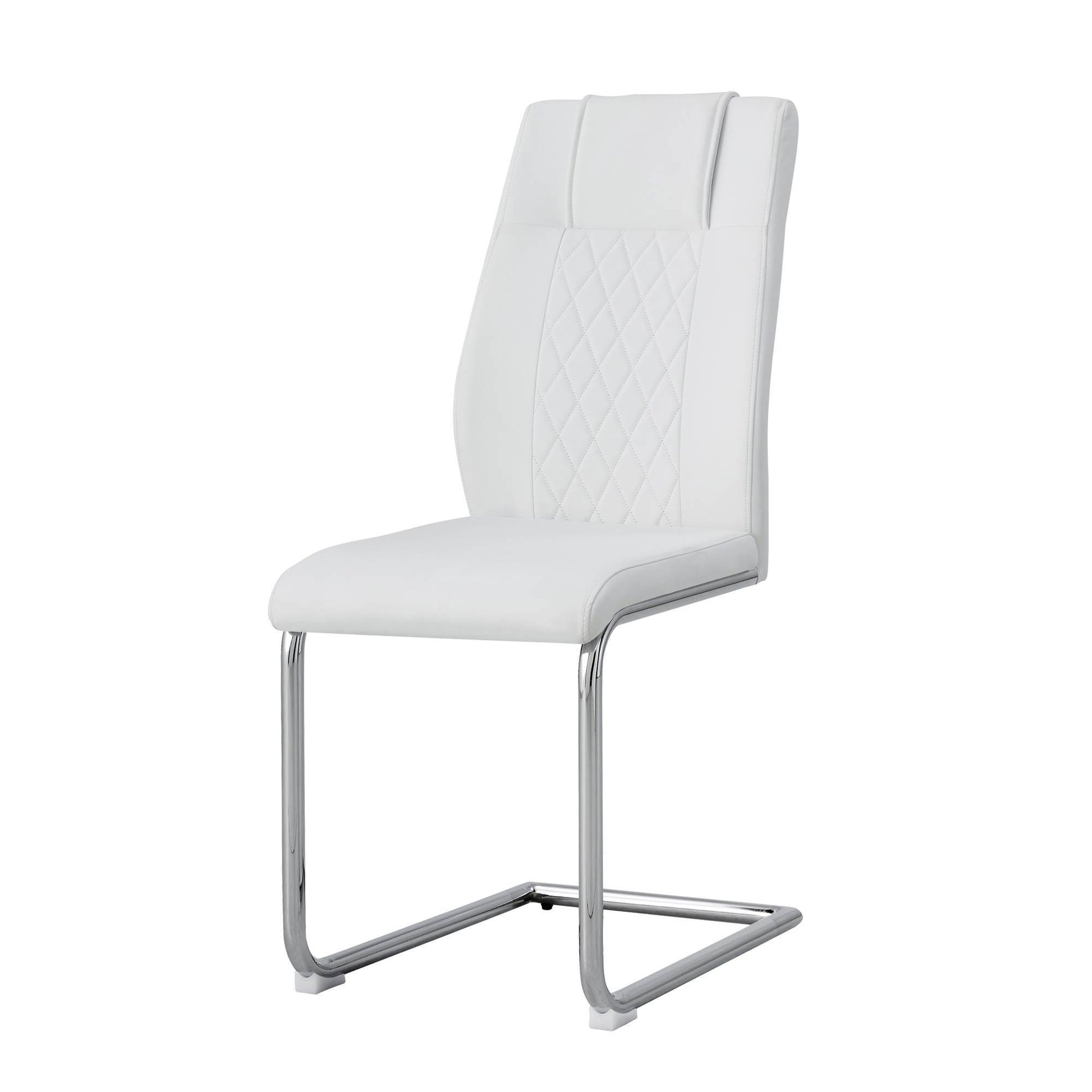 Modern Dining Chairs With Faux Leather Padded Seat Dining Living Room Chairs Upholstered Chair With Metal Legs Design For Kitchen, Living, Bedroom, Dining Room Side Chairs Set Of 6 White Pu C 001 White Pu