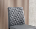 Light Gray Modern Simple Bar Chair, Fireproof Leather Spraying Metal Pipe, Diamond Grid Pattern, Restaurant, Family, 2 Piece Set Light Gray Pu Leather