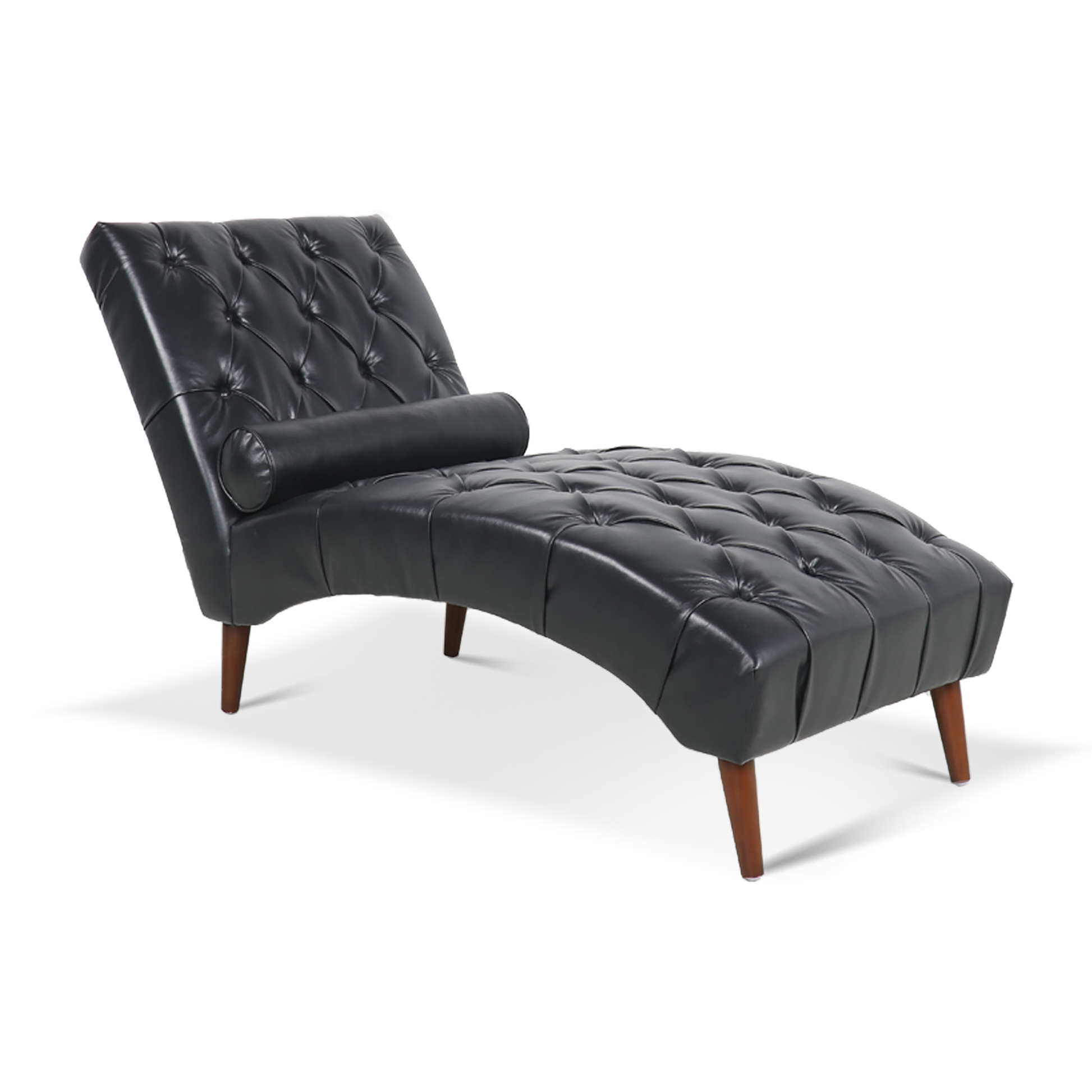 Upholstered Chaise Lounge Black Pu