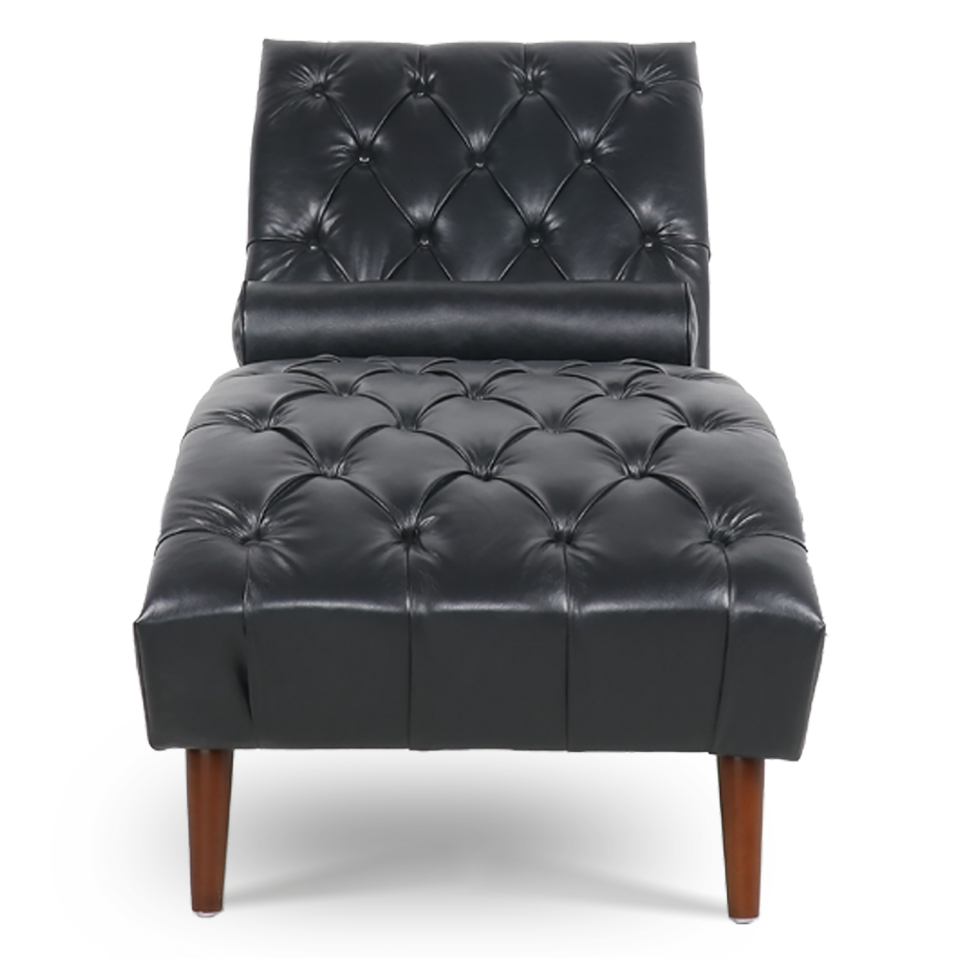 Upholstered Chaise Lounge Black Pu