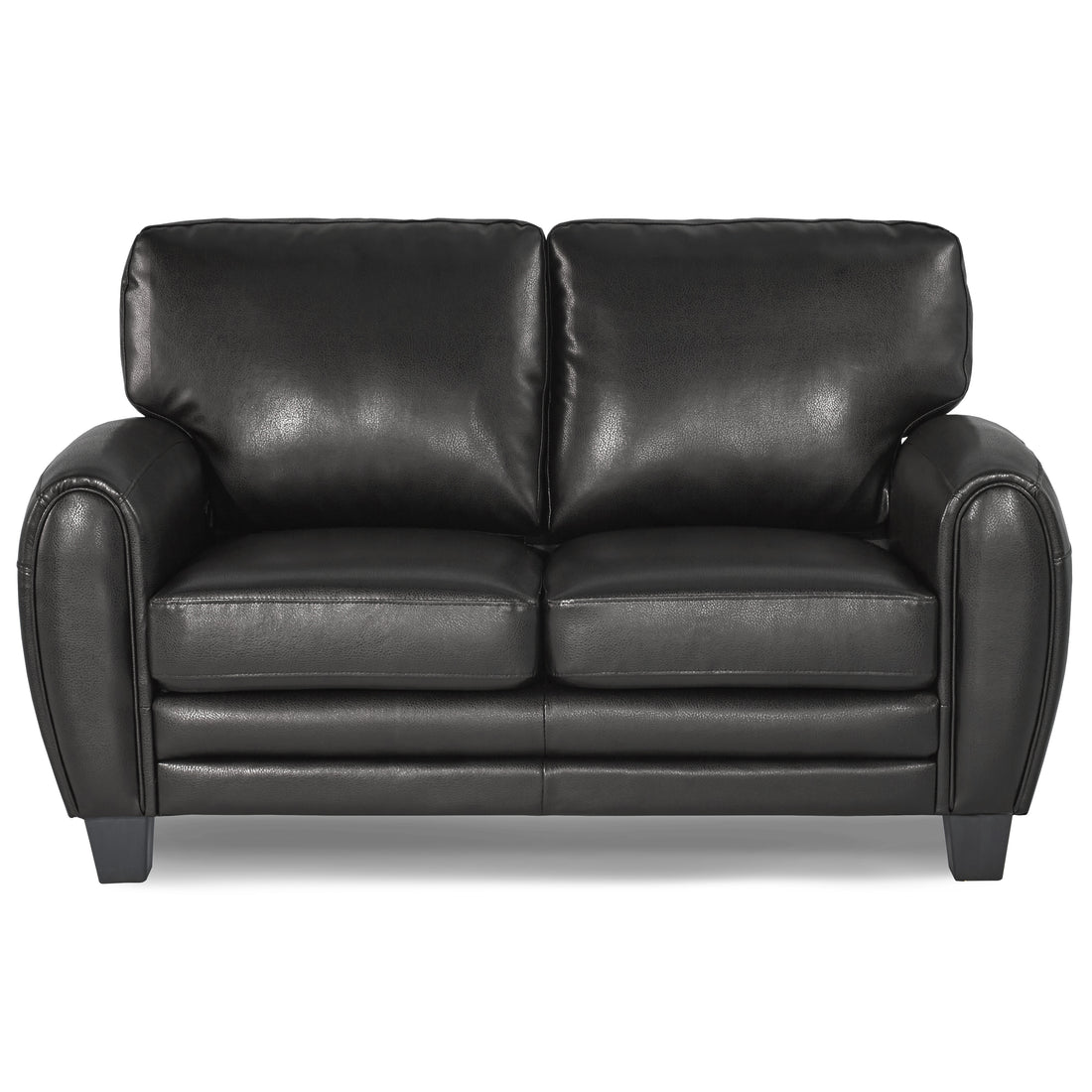 Modern Living Room Furniture 1Pc Loveseat Black Faux Leather Covering Retro Styling Furniture Black Primary Living Space Contemporary,Modern,Retro Solid Wood