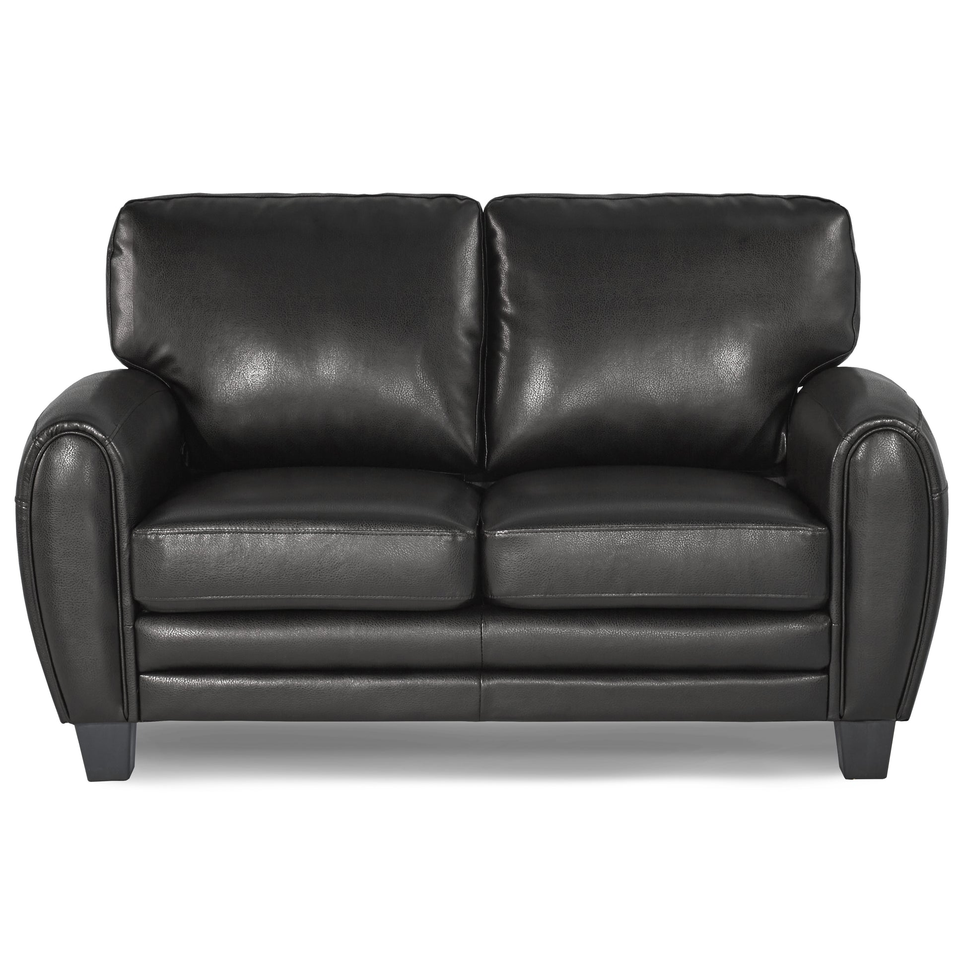 Modern Living Room Furniture 1Pc Loveseat Black Faux Leather Covering Retro Styling Furniture Black Primary Living Space Contemporary,Modern,Retro Solid Wood