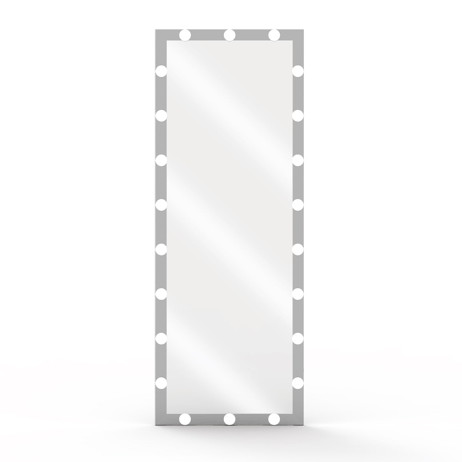 Hollywood Full Length Mirror With Lights Full Body Vanity Mirror With 3 Color Modes Lighted Standing Floor Mirror For Dressing Room Bedroom Wall Mounted Touch Control Silver 63"X24" Silver Aluminium