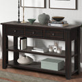 48'' Solid Pine Wood Top Console Table, Modern black-pine