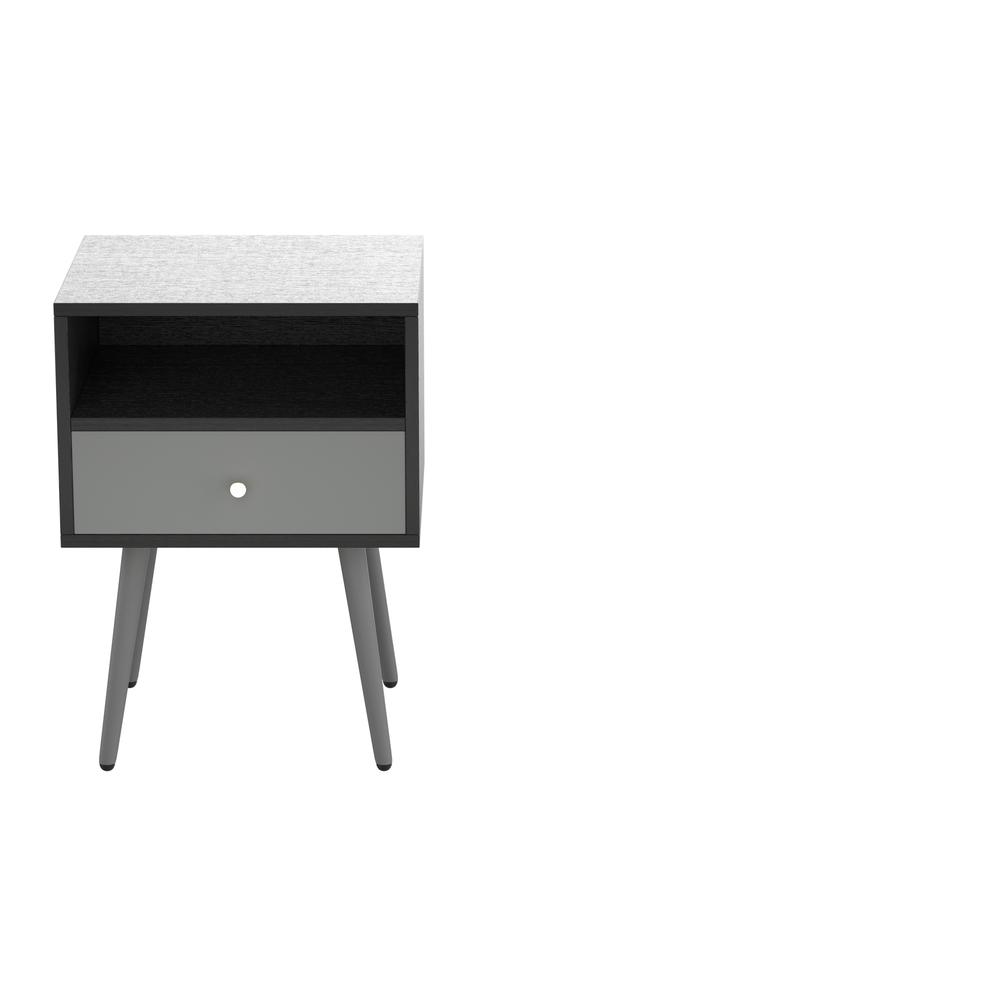 Update Modern Nightstand With 1Drawers, Suitable For Bedroom Living Room Side Table Dark Grey Dark Gray Metal & Wood