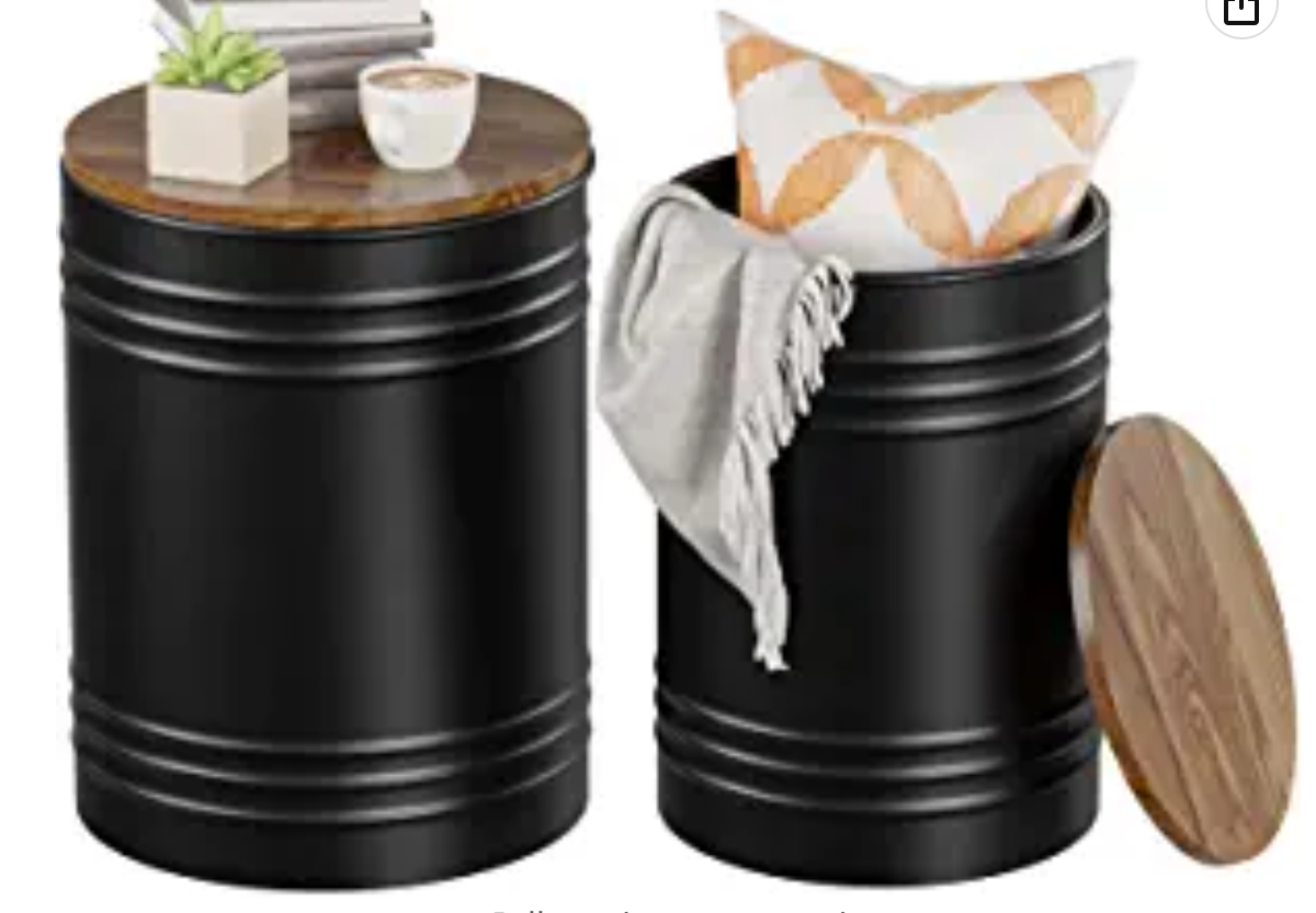 Farmhouse Rustic Distressed Metal Accent Cocktail Table With Wood Top Blk, Set Of 2 Black Steel