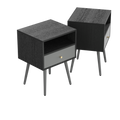 Modern Bedside Tables Set Of 2,Nightstand With 1 Storage Drawer Chic Simple Assembly End Side Table,Sofa Table,For Bedroom Living Room Office 2Pcs,Dark Grey Dark Gray Metal & Wood