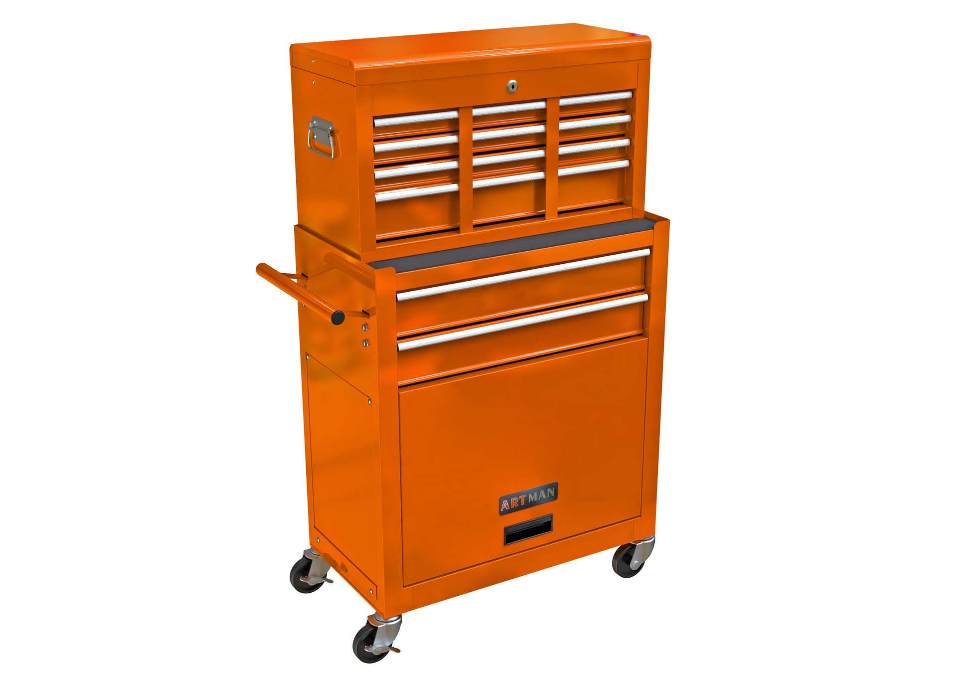 High Capacity Rolling Tool Chest With Wheels And Drawers, 8 Drawer Tool Storage Cabinet Orange Orange Steel