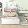 Full Bed With Trundle,Bookcase,White Full White Pine