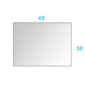 48X 36Inch Led Mirror Bathroom Vanity Mirror With Back Light, Wall Mount Anti Fog Memory Large Adjustable Vanity Mirror Gun Ash Aluminium