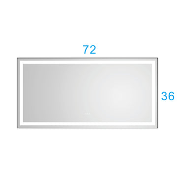 72 In. W X 36 In. H Black Framed Led Single Bathroom Vanity Mirror In Polished Crystal Bathroom Vanity Led Mirror With 3 Color Lights Mirror For Bathroom Wall Smart Lighted Vanity Mirror Matt Black Aluminium