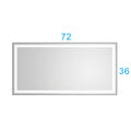 72 In. W X 36 In. Hled Single Bathroom Vanity Mirror In Polished Crystal Bathroom Vanity Led Mirror With 3 Color Lights Mirror For Bathroom Wall Smart Lighted Vanity Mirrors Matte Black Aluminium