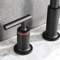 8 In. Widespread Double Handle Bathroom Faucet With Pop Up Drain In Matte Black Matte Black Brass