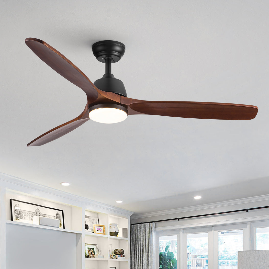 52 In.Intergrated LED Ceiling Fan Lighting with Solid brown-abs
